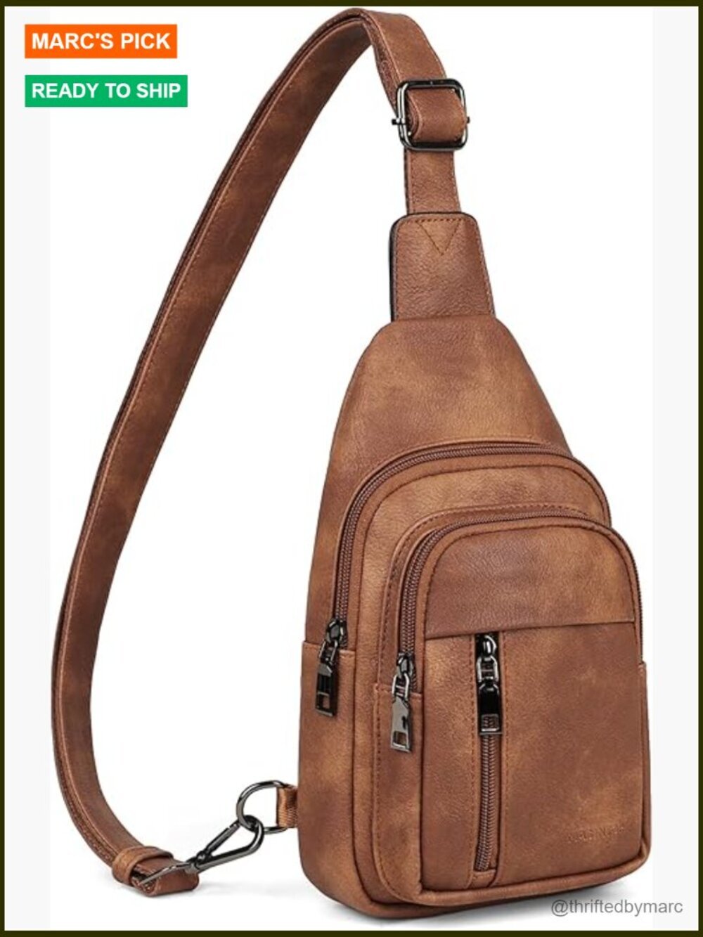 Adjustable Vegan Leather Sling Bag - Crossbody Fanny Pack for Travel